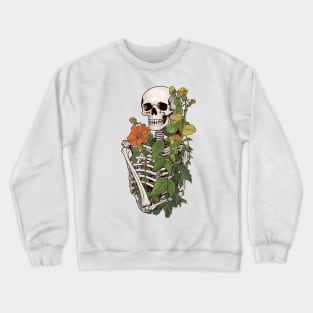 Bones and Botany - Botanical flower illustration featureing skeletonbones and botany Crewneck Sweatshirt